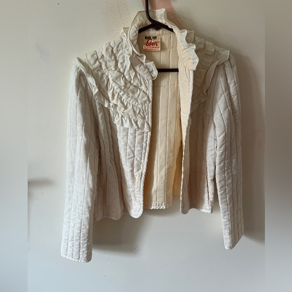 Eberjey Cream Ruffled Teddy Jacket